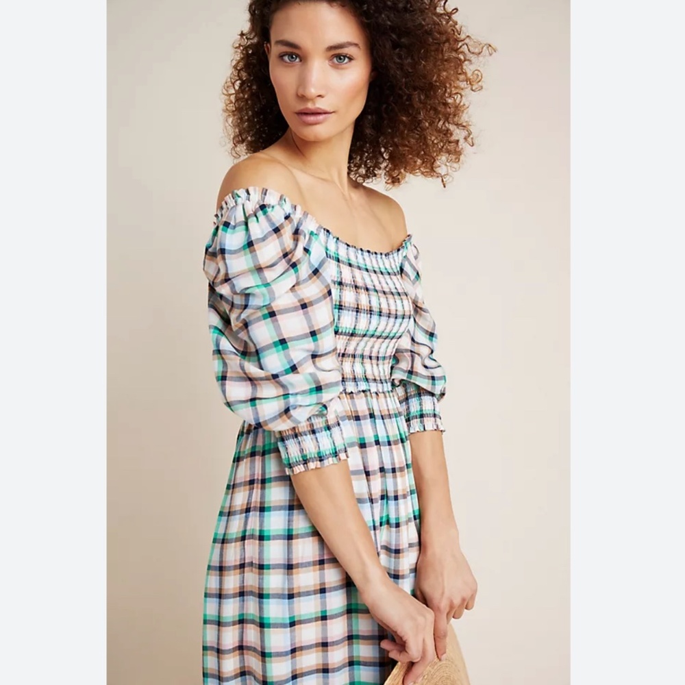 Anthropologie Maeve Cerie Smocked Midi Dress